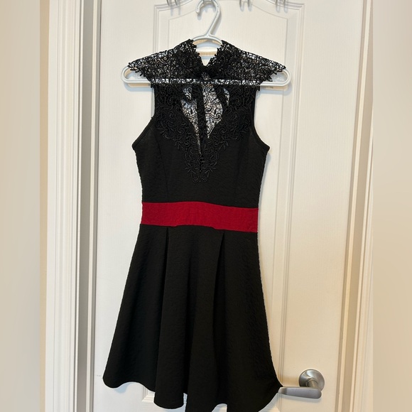 Dresses & Skirts - Red & Black Lace Fit-and-Flare Dress